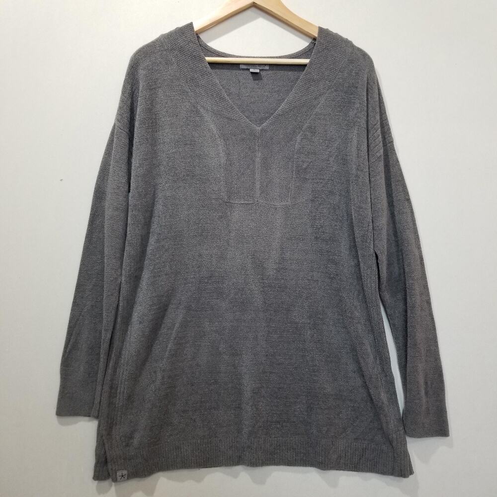 Barefoot Dreams Sweater Womens Medium Gray CozyChic Ultra Lite V Neck A571913